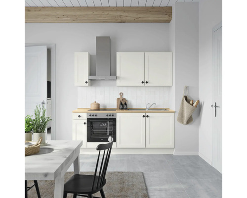 NOBILIA Küchenzeile Urban Landhaus 210 cm Frontfarbe weiß matt Korpusfarbe weiß Variante links
