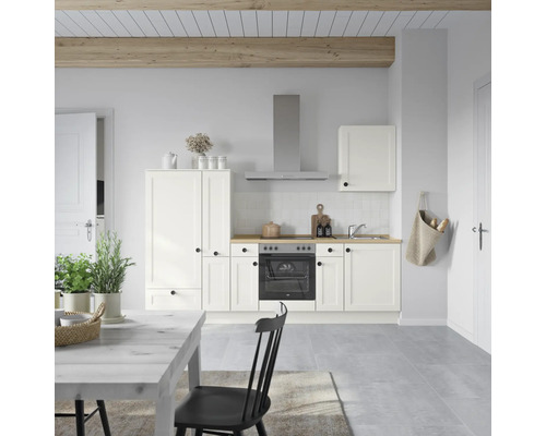 NOBILIA Küchenzeile mit Geräten Urban Landhaus 270 cm Frontfarbe weiß matt Korpusfarbe weiß Variante links