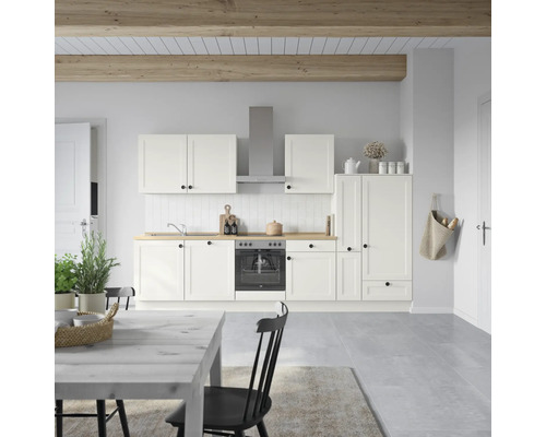 NOBILIA Küchenzeile mit Geräten Urban Landhaus 330 cm Frontfarbe weiß matt Korpusfarbe weiß Variante rechts