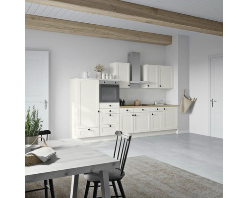 NOBILIA Küchenzeile mit Geräten Urban 330 cm weiß matt montiert Variante links