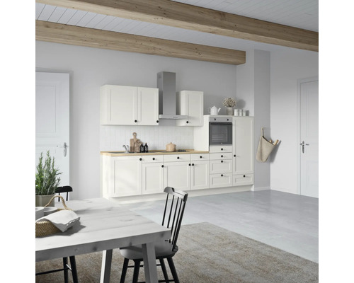 NOBILIA Küchenzeile mit Geräten Urban 330 cm weiß matt vormontiert Variante rechts