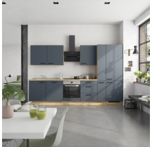 NOBILIA Küchenzeile ohne Geräte Urban 330 cm fjordblau matt vormontiert Variante rechts 4004539015500