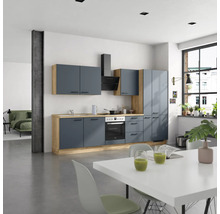 NOBILIA Küchenzeile ohne Geräte Urban 330 cm fjordblau matt vormontiert Variante rechts 4004539015500