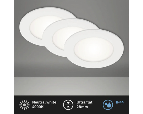 LED Einbauleuchten-Set 3-tlg IP44 3x6W 3x600 lm 4000 K neutralweiß rund weiß Ø 120/100 mm 230V LED Einbauleuchten-Set 3-tlg IP44 3x6W 3x600 lm 4000 K neutralweiß rund weiß Ø 120/100 mm 230V