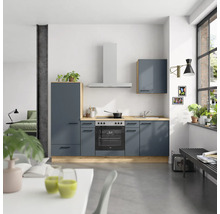 NOBILIA Küchenzeile ohne Geräte Urban 240 cm fjordblau matt vormontiert Variante links 4004539015005
