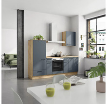NOBILIA Küchenzeile ohne Geräte Urban 240 cm fjordblau matt vormontiert Variante links 4004539015005