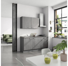 NOBILIA Küchenzeile ohne Geräte Industrial 180 cm beton schiefergrau matt vormontiert Variante rechts 4004539018563