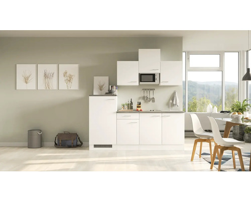 Flex Well Küchenzeile mit Geräten Lucca 210 cm Frontfarbe weiß matt Korpusfarbe weiß zerlegt