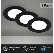 Drei LED Einbaustrahler, neutralweiß, flaches Design
