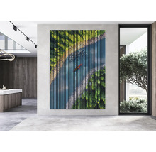Dekoratives Wandbild mit Fluss und Kanu im modernen Ambiente