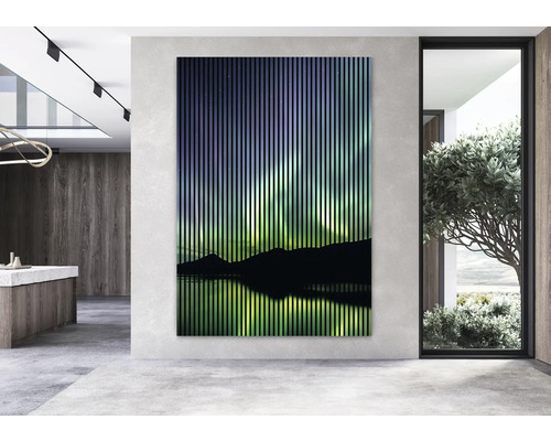 Gemälde mit Abstraktion der Aurora Borealis im modernen Raum