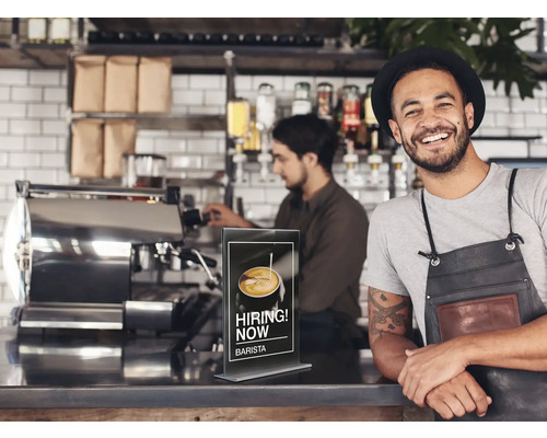 Aufsteller mit Jobangebot Barista