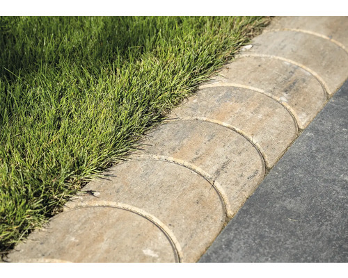 Gartenweg mit Rasen und Randsteinen