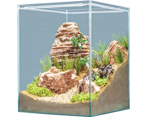 Aquariumdekoration sera Hardscape Scaper Cube Desert für 48 bis 80 Liter Aquarium, optimal 80 Liter, inkl. Rock Grand Canyon, Rock Asian Pagoda, floredepot, Gravel Ocher, Gravel Beige Dekoratives Aquarium mit Steinen und Pflanzen