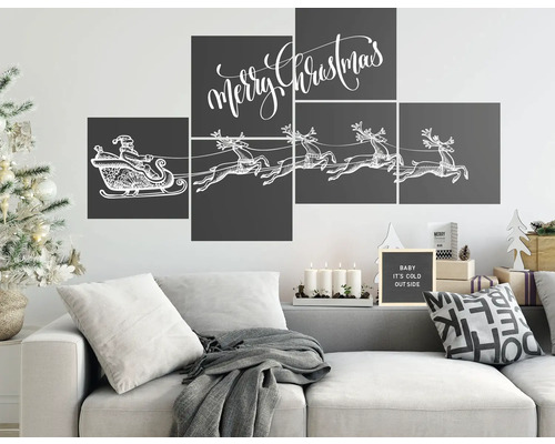 Wandbild mit Weihnachtsmotiv über Sofa im Wohnzimmer