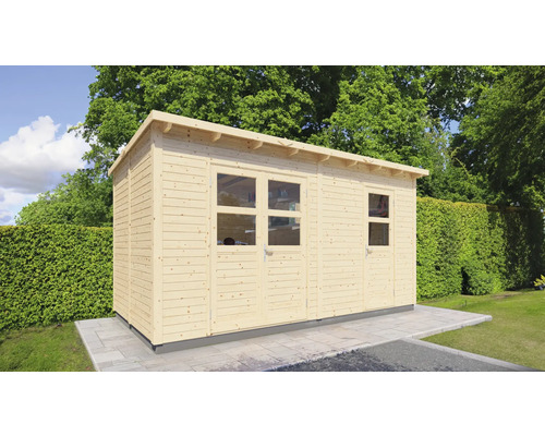 Gartenhaus Konsta Laisholm 2 mit Fußboden 447 x 265 cm natur Holzgartenhaus mit Fenstern und Doppeltür