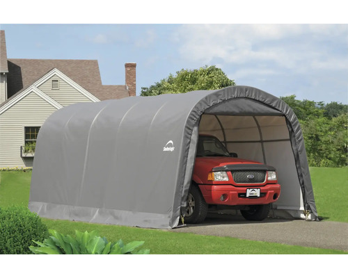 Graue Auto Garage mit einem roten Fahrzeug