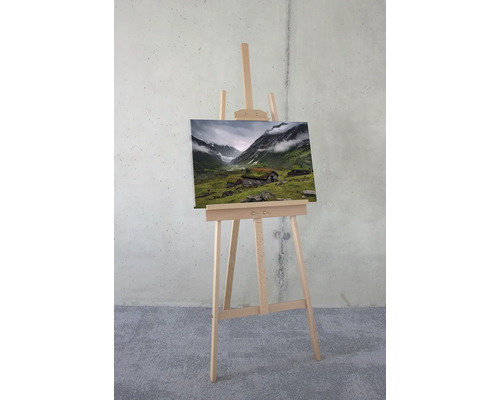 Leinwandbild auf Holzstaffelei mit Berglandschaft