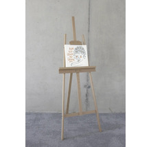 Holzstaffelei mit Leinwand und Aufschrift