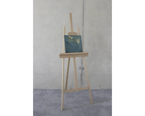 Holzstaffelei mit Leinwand und Pflanzenmotiv