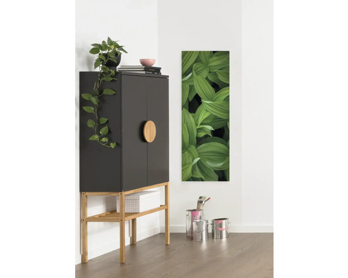 Zimmeransicht mit Schrank, Pflanze und Wandbild