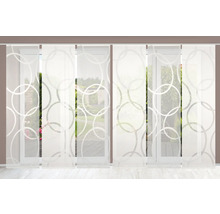 Flächenvorhänge mit Kreis Design vor Fenster