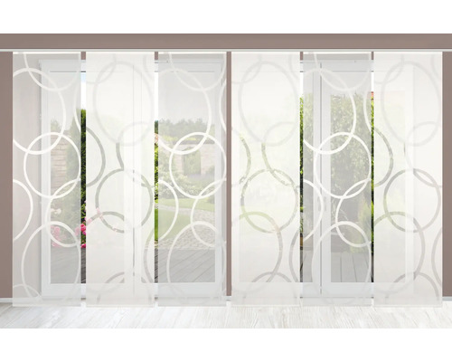 Flächenvorhänge mit Kreis Design vor Fenster