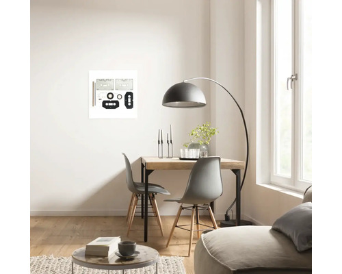 Produktabbildung eines Montage-Sets für Rollladen-Gurtwickler in einem Wohnraum.