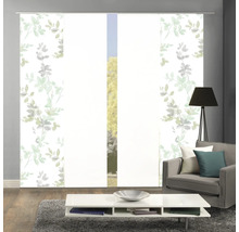 Wohnzimmer mit Schiebegardinen mit Blattmuster