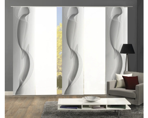 Raum mit Schiebegardinen mit Wellenmuster