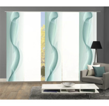 Wohnzimmer mit Schiebegardinen mit Wellenmuster