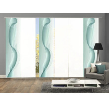 Raumansicht mit Schiebegardinen mit Muster