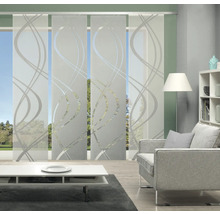 Wohnzimmer mit Schiebegardinen mit Wellenmuster