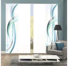 Dekoratives Schiebeelement mit abstraktem Wellenmuster im Wohnzimmer