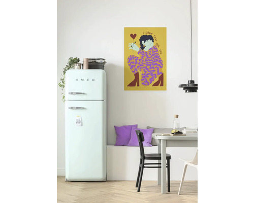 Szene einer Küche mit einem Poster mit der Aufschrift: I grew that for you.