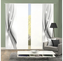 Dekorativer Schiebevorhang mit abstraktem Wellenmuster im Wohnzimmer