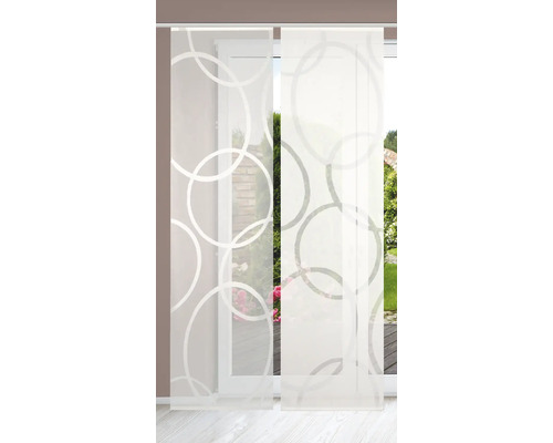 Schiebevorhang mit Kreis-Muster vor einer Terrassentür