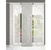 Schiebegardine mit Kreisdesign vor einem Fenster