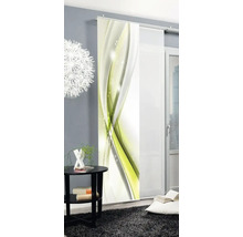 Dekoratives Schiebegardinenpaneel mit abstraktem Muster in einem Wohnraum