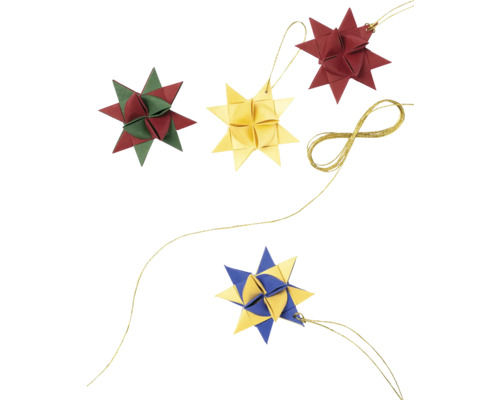 Mehrfarbige Papiersterne als Weihnachtsschmuck