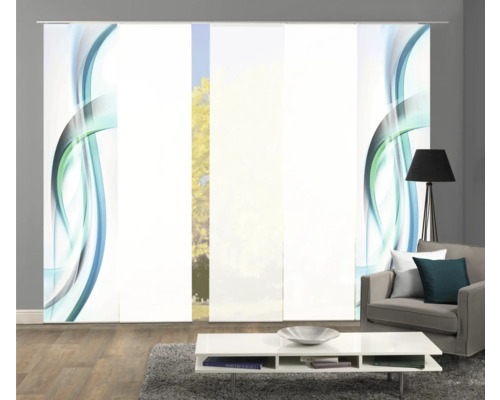 Raumansicht mit Schiebegardine mit Wellenmuster