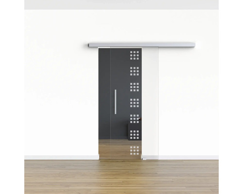 Schiebetür aus Glas mit geometrischem Muster für den Innenbereich