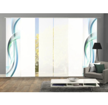 Wohnzimmer mit Schiebegardinen mit Wellenmuster