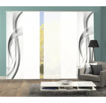 Wohnzimmer mit Schiebegardinen mit abstraktem Design