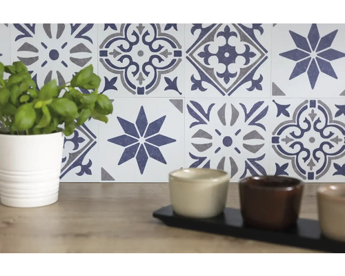 Selbstklebende Wandfliesen Wall Tiles Jamila blue 15,25 x 15,25 cm 6 St.