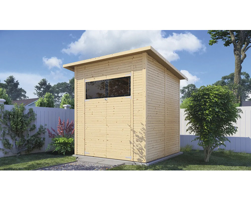 Holzgartenhaus mit Fenster im Garten