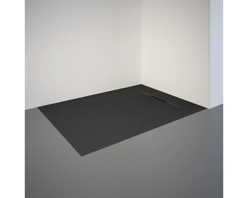 Maier Dharma Duschwanne Aus Stein, 90x120 Cm, Anthrazitgrau (RAL 7011), 3 Cm Dick – Rutschfest, Kratzfest, Mit Ablaufgarnitur