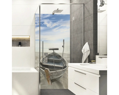 Duschrückwand mySpotti Shower Beach & Boat Boot am Strand 210 x 100 cm SH-210100-1935-HB Duschrückwand mySpotti Shower Beach & Boat Boot am Strand 210 x 100 cm SH-210100-1935-HB