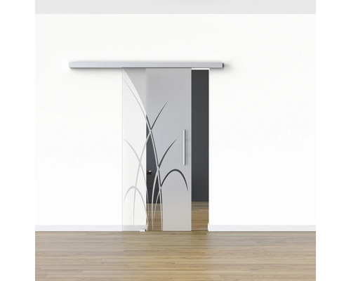 Schiebetür aus Glas mit Pflanzenmuster