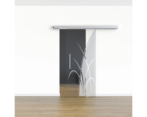 Glasschiebetür mit Pflanzenmuster